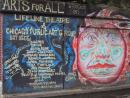 Lifeline Theatre's mural near Glenwood and Farwell. (click to zoom)