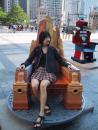 Suite Home Chicago. City throne (note train arm rests). Outside Tribune tower. Kelly. (click to zoom)
