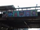 Decorated Belmont train stop. (click to zoom)