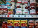 Old-school aisle at Jewel. Dinty Moore, Spam, pickled eggs, pork hocks, corned beef, canned smoked sausages, ... (click to zoom)