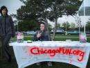 Volunteer Jesse takes over the Bedno.com info table, in the rain! Can't thank you enough! (click to zoom)