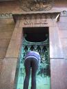 Graceland Cemetery: Mausoleum. Ornate door and Kelly. (click to zoom)