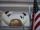 Wikstrom's: Viking helmets and American flags. (click to zoom)