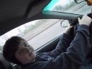 Daniel driving lesson, learning to drive stick. (click to zoom)