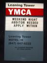 Leaning Tower YMCA in Niles: Sign. (click to zoom)