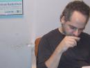 Spike Manton Show: Andrew preparing in green room. (click to zoom)