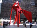 Flamingo, 1974, Alexander Calder. Adams and Dearborn, 53-foot tall, 50-ton painted steel. (click to zoom)
