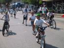 Evanston Independence Day parade: Green hairs. (click to zoom)