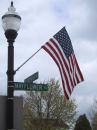 American Flag: Old lamp at corner of Mayflower and Deerpath. (click to zoom)