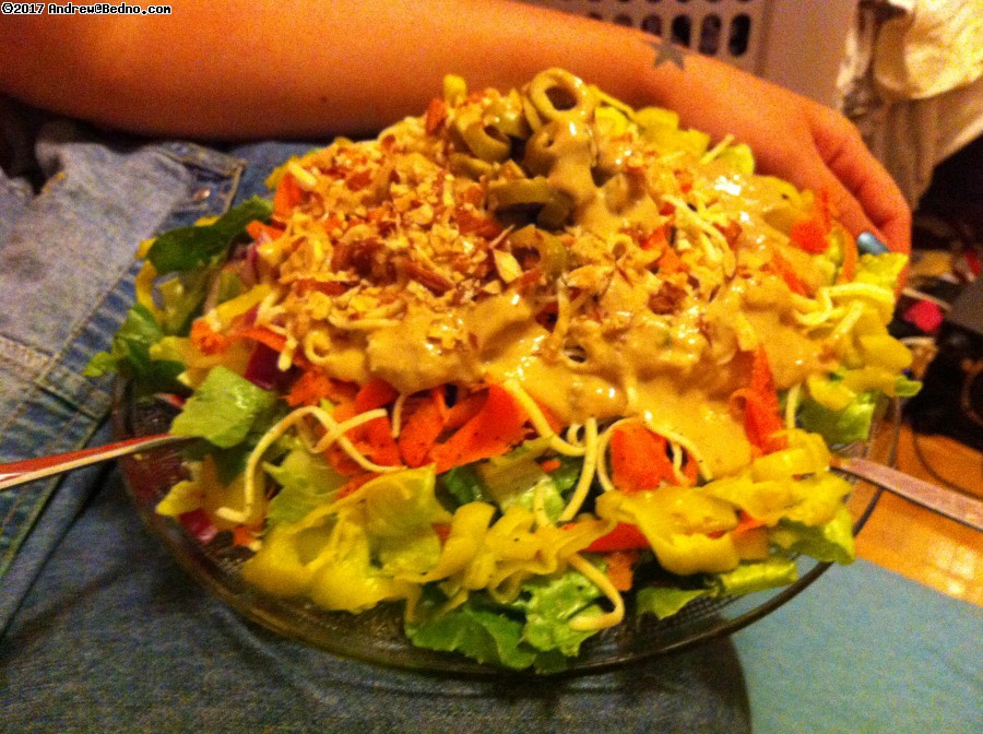 Big salad dinner with Jera.