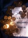Bag of Native American (Sacagawea) gold tint dollar coins. (click to zoom)