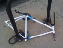 Lonely locked bike frame. (click to zoom)