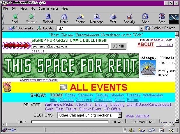 Bedno.com in low resolution (640x480) under Netscape Navigator.