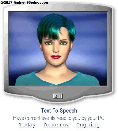 Virtual narrator reads the current events text-to-speech version.